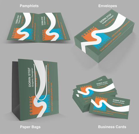 Designing business cards, envelopes, pamphlets and bags using: Photoshop, Illustrator and InDesign.