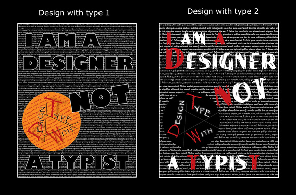 Designing with type using: Photoshop, Illustrator and InDesign.