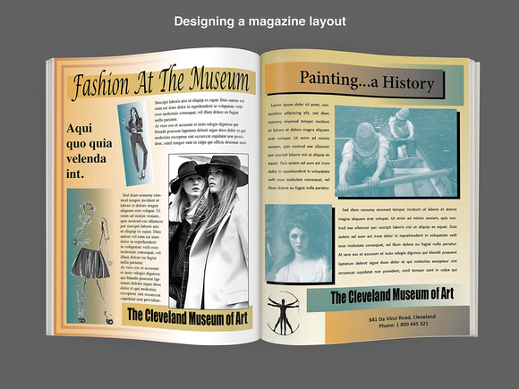 Designing a magazine layout using: Photoshop, Illustrator and InDesign.